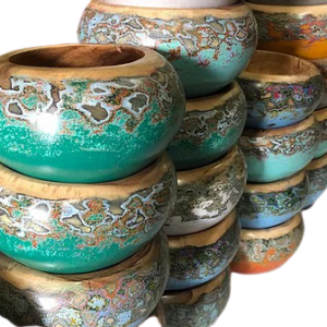Wooden big bowl mix colour decoration