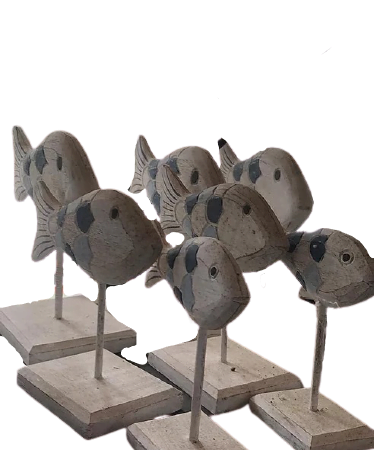 Wooden standing fish set