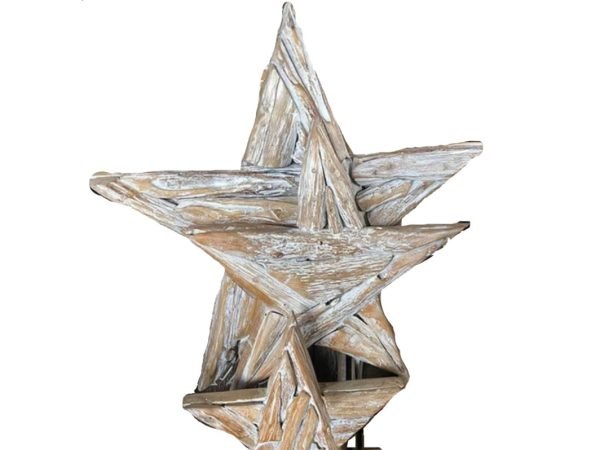 Wooden star decoration set - 3 Etoiles en bois décoratives