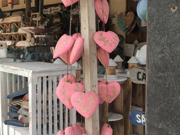 Wooden heart hanging decoration