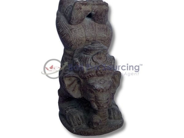 Dark Grey Hand Standing Elephant Statue Bali STA0126