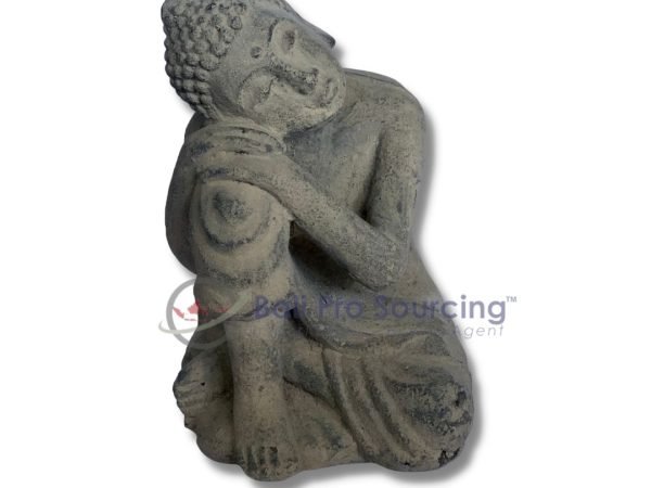 Grey Sleeping Buddha Statue Sitting Resting Home Decor Bali STA0097