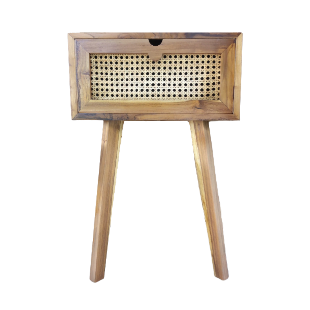 Wooden Small Cabinet With Rattan