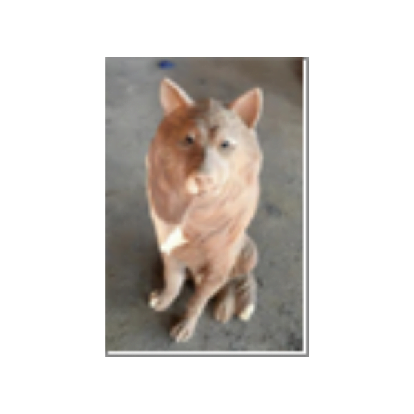 Wooden Sitting Wolf - Image 2